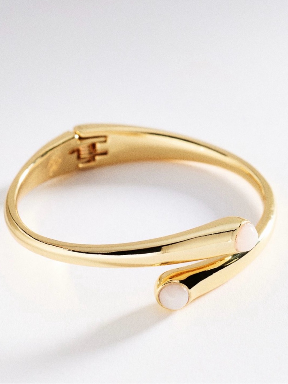 14K Gold Plated Brass Opal Stone-Embellished Wrap Cuff Bracelet 2.5” L
